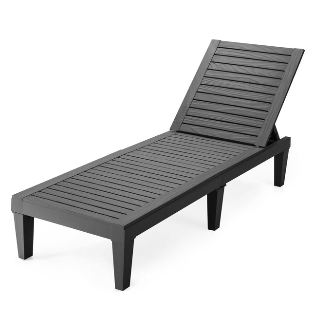Adjustable Outdoor Sun Lounger, Black, 190x57.5x29 cm
