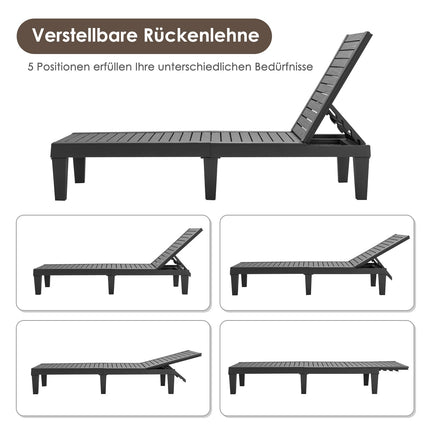 Adjustable Outdoor Sun Lounger, Black, 190x57.5x29 cm