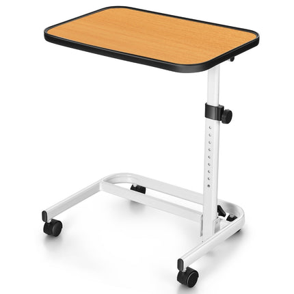 Adjustable Overbed Table on Wheels, 60.5 x 40 cm, Natural