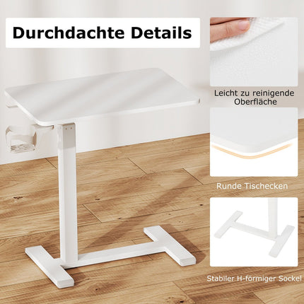 Adjustable Overbed Table with Hidden Wheels & Cup Holder
