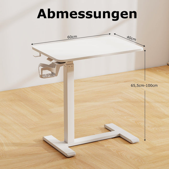 Adjustable Overbed Table with Hidden Wheels & Cup Holder