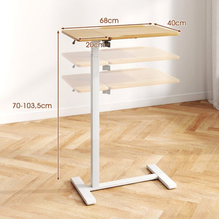 Adjustable Overbed Table with Hidden Wheels and Tilt Top