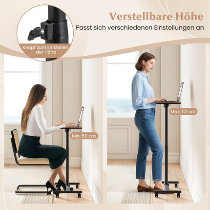 Adjustable Overbed Table with Swivel Top, Grey