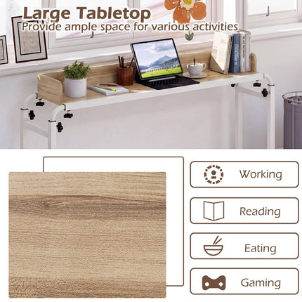 Adjustable Overbed Table with Wheels – Natural Finish