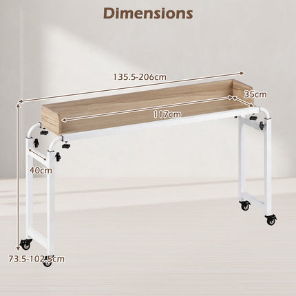 Adjustable Overbed Table with Wheels – Natural Finish