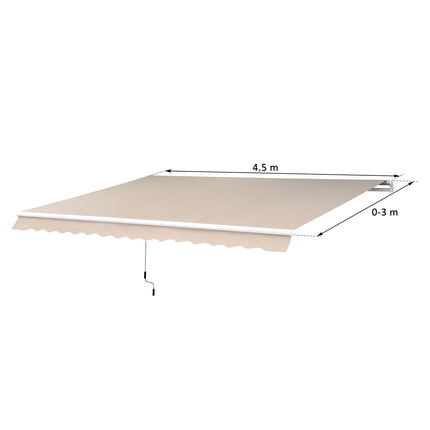 Adjustable Patio Awning, 4.5 x 3m, Beige, with Crank