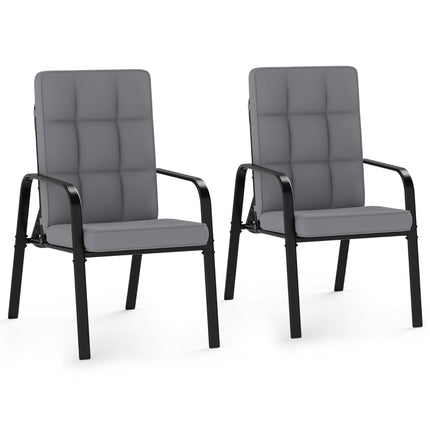 Adjustable Patio Chairs Set of 2 with Cushions, Grey
