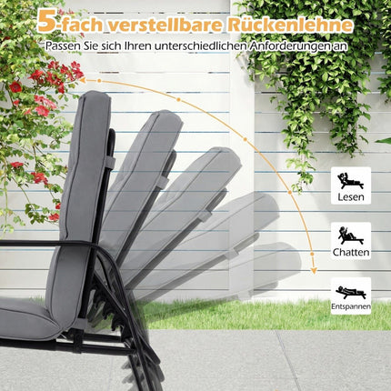 Adjustable Patio Chairs Set of 2 with Cushions, Grey