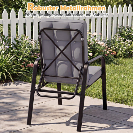 Adjustable Patio Chairs Set of 2 with Cushions, Grey
