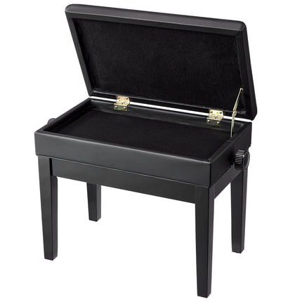 Adjustable Piano Bench With Storage, Padded Wooden Seat
