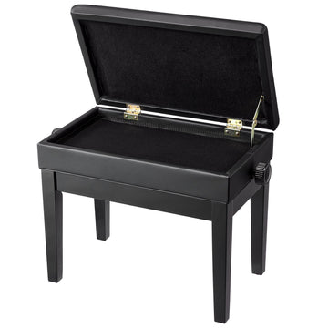 Adjustable Piano Bench With Storage, Padded Wooden Seat