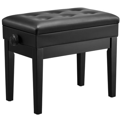 Adjustable Piano Bench With Storage, Padded Wooden Seat