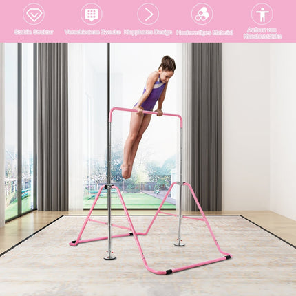 Adjustable Pink Gymnastics Bar for Kids, 90-130 cm