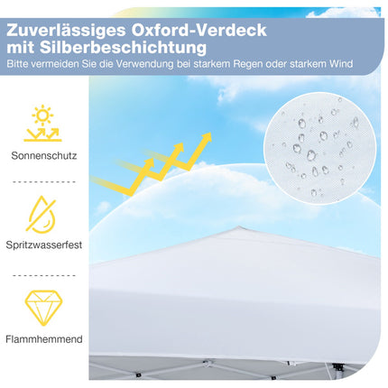 Adjustable Pop-Up Pavilion 290x290 cm, White, with Accessories