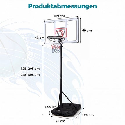 Adjustable Portable Basketball Hoop with Fillable Base