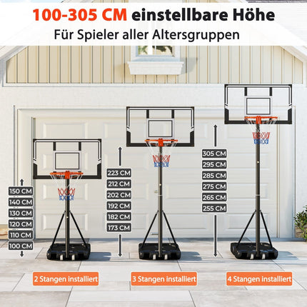 Adjustable Portable Basketball Hoop with Impact Backboard