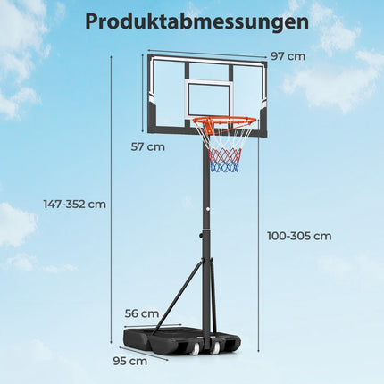 Adjustable Portable Basketball Hoop with Impact Backboard