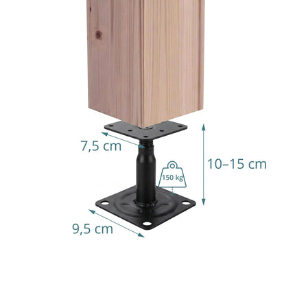 Adjustable Post Supports Set of 4 – Black, Steel