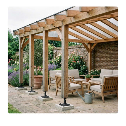 Adjustable Post Supports Set of 4 – Black, Steel