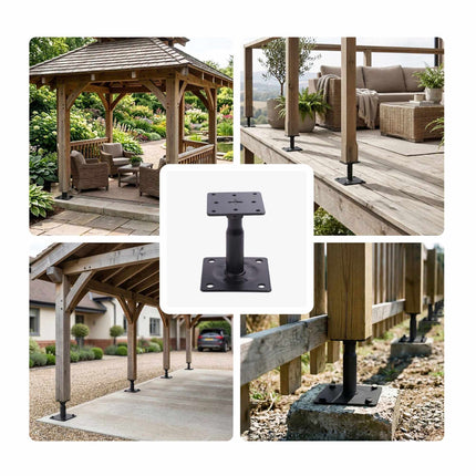 Adjustable Post Supports Set of 4 – Black, Steel
