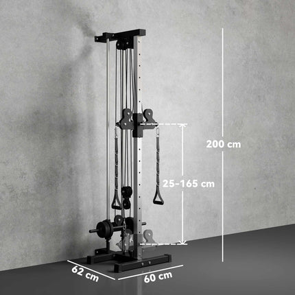 Adjustable Power Station with Dual Pulley, 25-165 cm, Black
