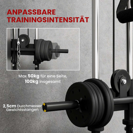 Adjustable Power Station with Dual Pulley, 25-165 cm, Black