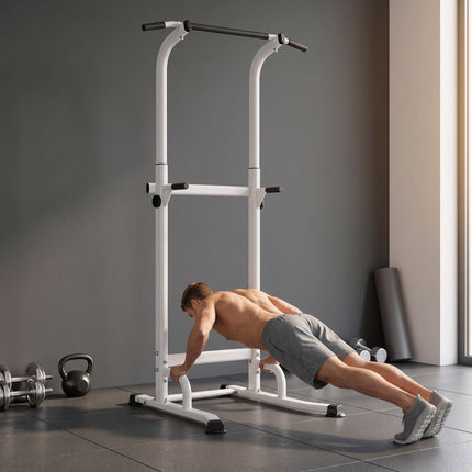 Adjustable Power Tower Dip Station, 176.5-227 cm, 120 kg Capacity