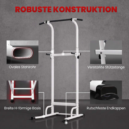 Adjustable Power Tower Dip Station, 176.5-227 cm, 120 kg Capacity