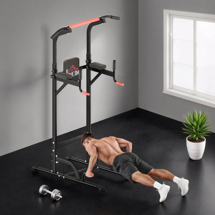 Adjustable Power Tower with Pull-Up Bar and Dip Station
