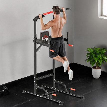 Adjustable Power Tower with Pull-Up Bar and Dip Station