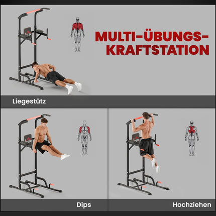 Adjustable Power Tower with Pull-Up Bar and Dip Station