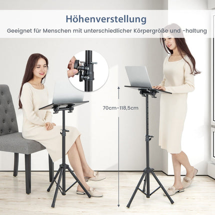 Adjustable Projector Stand with Tilt Tray, Black