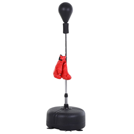 Adjustable Punching Ball Rack with Gloves, 136-154 cm - Black