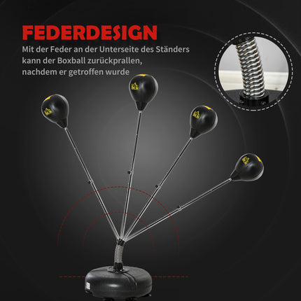 Adjustable Punching Ball Set with Gloves – Black, 133-151 cm