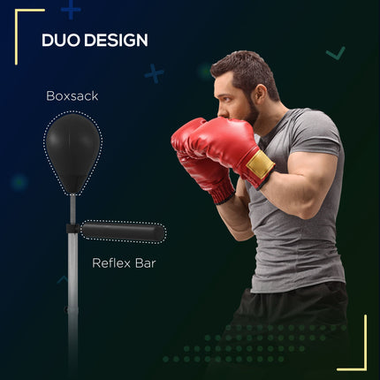 Adjustable Punching Ball with Reflex Bar, Black, 160-205 cm