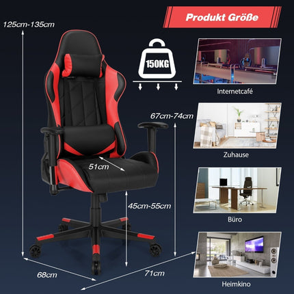Adjustable Racing Style Gaming Chair with Headrest & Lumbar Pillow