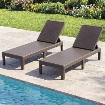 Adjustable Rattan-Look Sun Lounger, Brown, 150kg Capacity