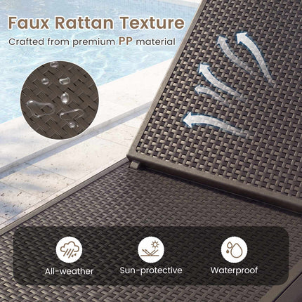 Adjustable Rattan-Look Sun Lounger, Brown, 150kg Capacity