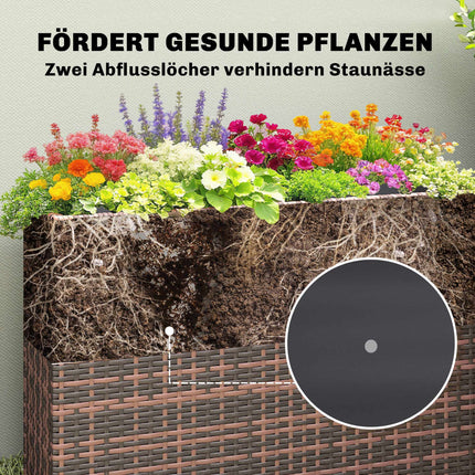 Adjustable Rattan Planter Box with Removable Liner, Brown