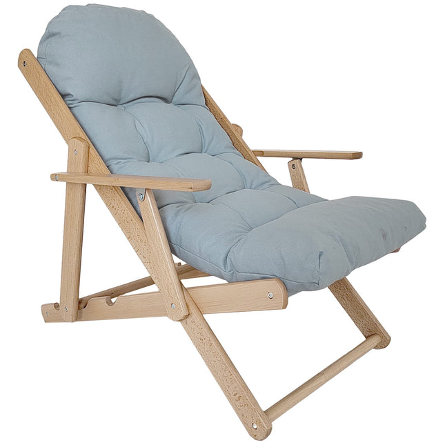 Verstelbare relaxfauteuil, frame van beukenhout, lichtgrijs