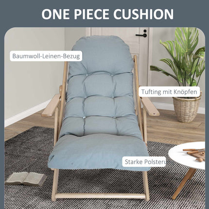 Adjustable Recliner Chair, Beechwood Frame, Light Grey