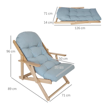 Adjustable Recliner Chair, Beechwood Frame, Light Grey