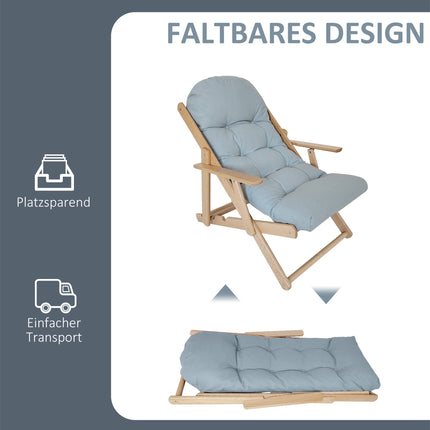 Adjustable Recliner Chair, Beechwood Frame, Light Grey
