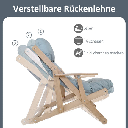 Adjustable Recliner Chair, Beechwood Frame, Light Grey