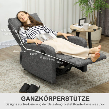 Adjustable Recliner Chair with Footrest, Gray Fabric