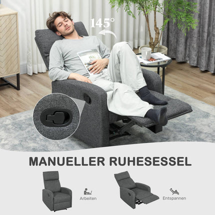 Adjustable Recliner Chair with Footrest, Gray Fabric