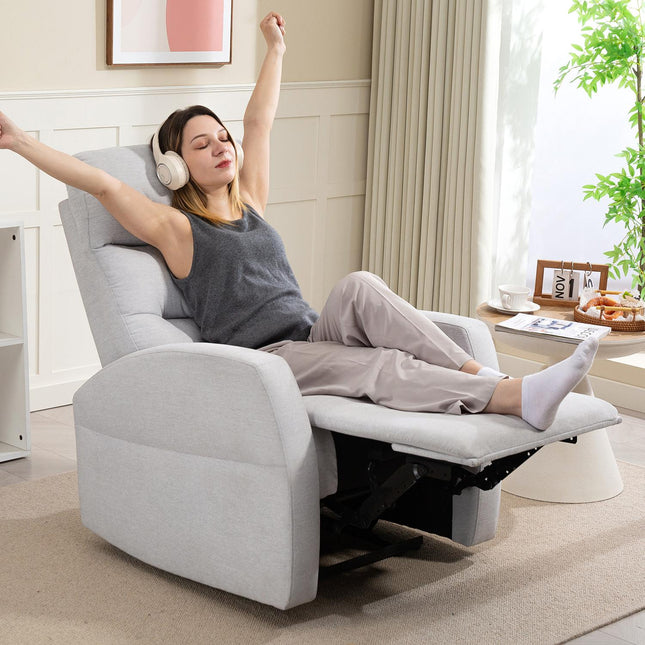 Verstelbare relaxfauteuil met voetensteun, lichtgrijze stof