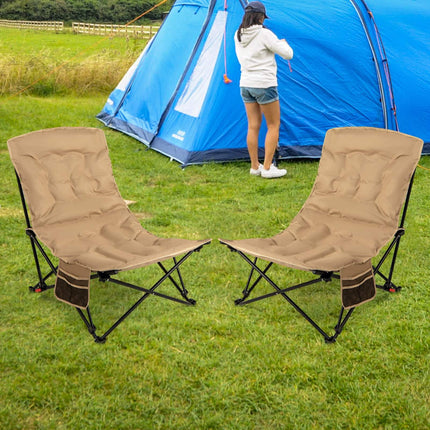 Adjustable Reclining Camping Chair, 225kg Capacity, Khaki