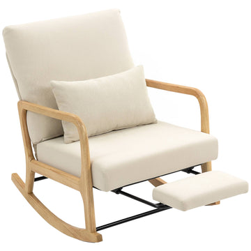 Adjustable Rocking Chair With Footrest, Beige Corduroy