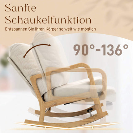 Adjustable Rocking Chair With Footrest, Beige Corduroy